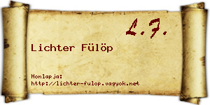 Lichter Fülöp névjegykártya